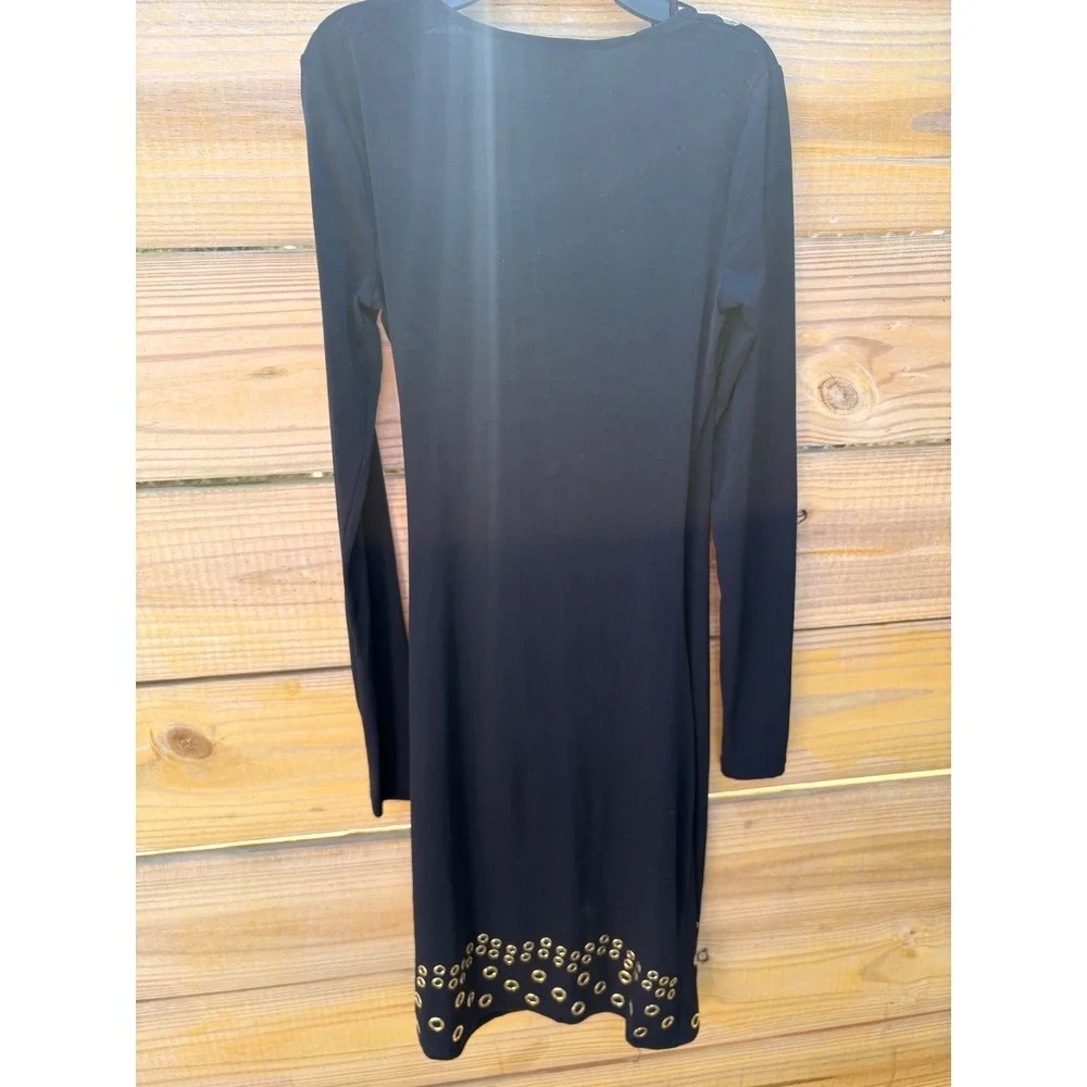 Michael Kors Navy Blue Long Sleeve Grommet Hem Wrap Dress MH48VJNS32 Mens S